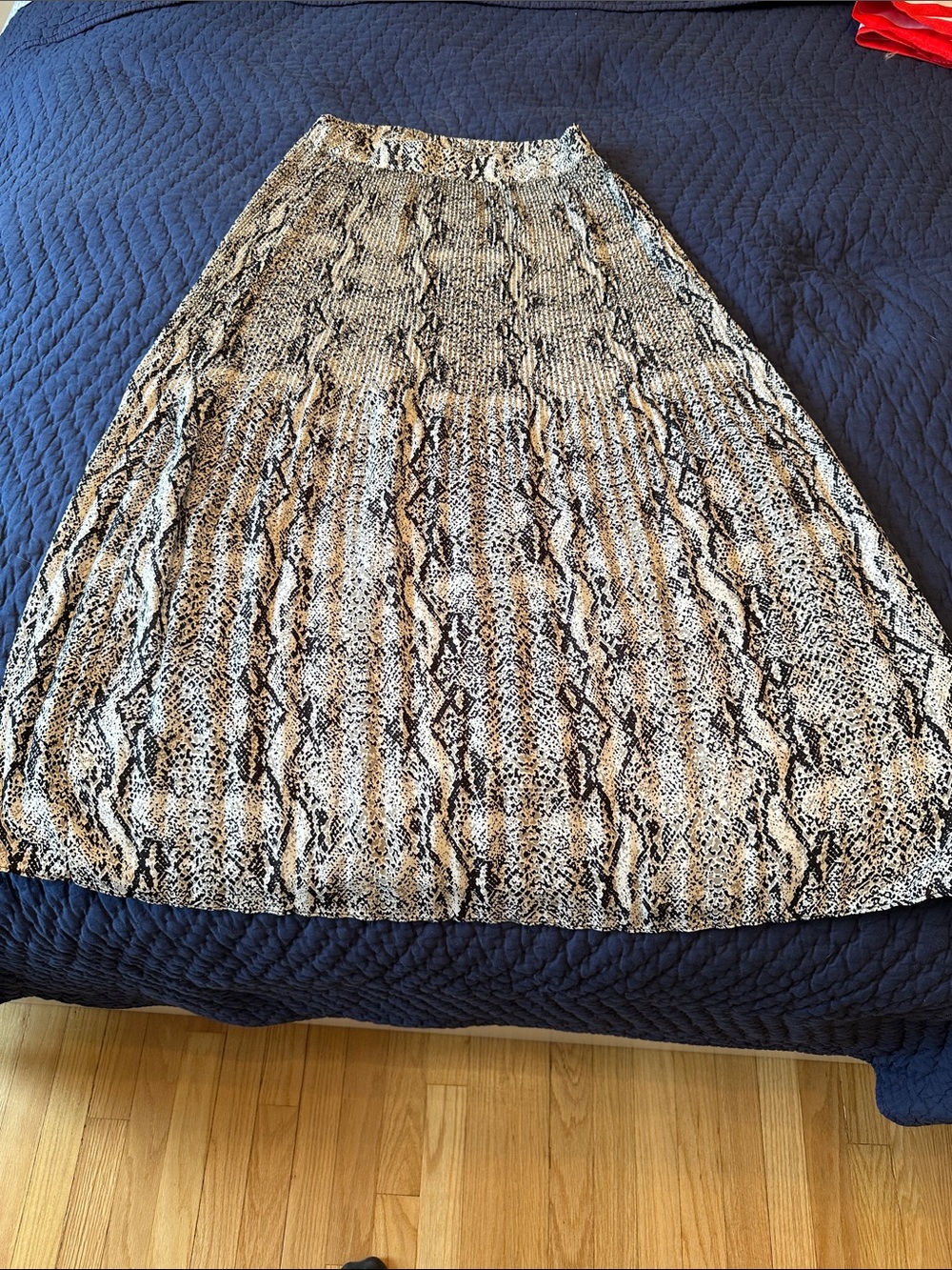 Women’s Snake-Print A-Line Maxi Skirt in Neutral Tones